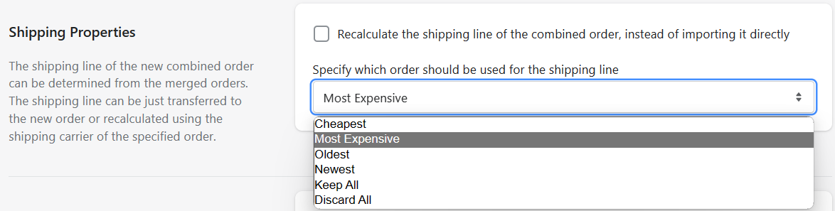 Shipping Line Options and Title Selection